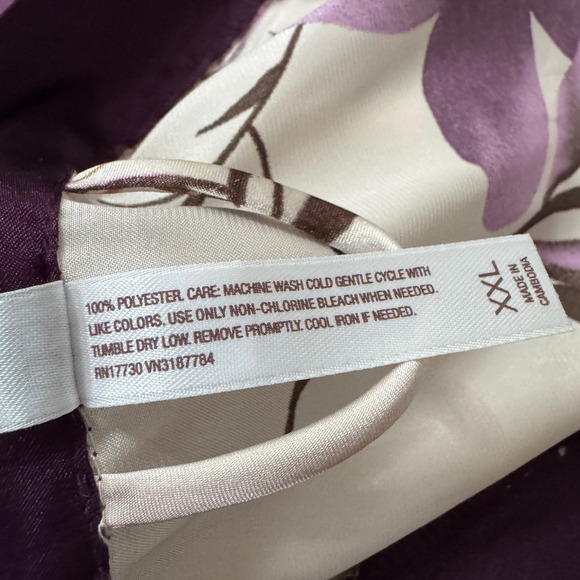 Gilligan & O'Malley Sleepwear Belted Satin Lace Robe Floral Print Purple XXL - Picture 3 of 5